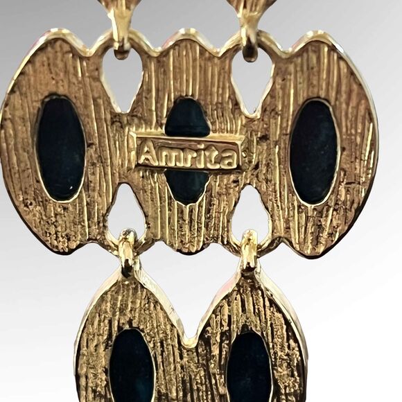 AMRITA SINGH GoldTone Blue Chandelier Dangle Earrings - Picture 4 of 5